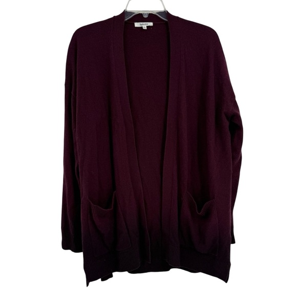 Splendid Collection  Womens Cashmere  Purple Wine Open Front Sweater Size M Long - Picture 1 of 9